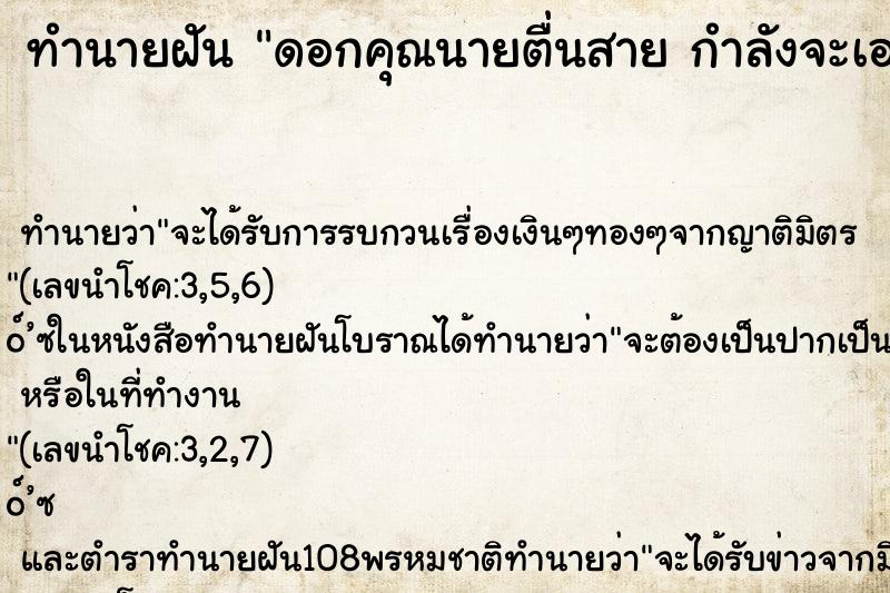 ทำนายฝัน ดอกคุณนายตื่นสาย กำลังจะเอาไปปลูก